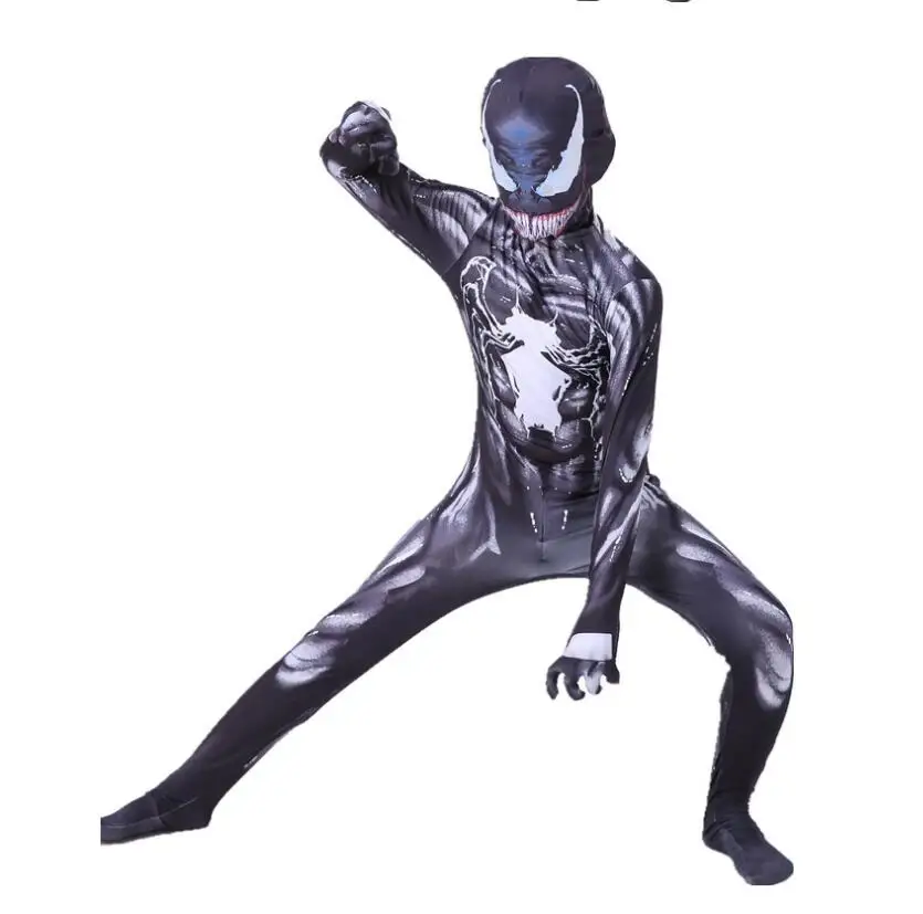 Детский костюм Venom для мальчиков; костюм супергероя Venom; костюм Человека-паука; комбинезон; костюм на Хэллоуин для взрослых детей