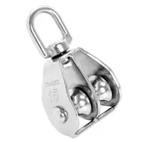 1 Pack M15 Lifting Double Pulley Block Stainless Steel Heavy Duty Crane Swivel Hook Double Pulley Roller 1