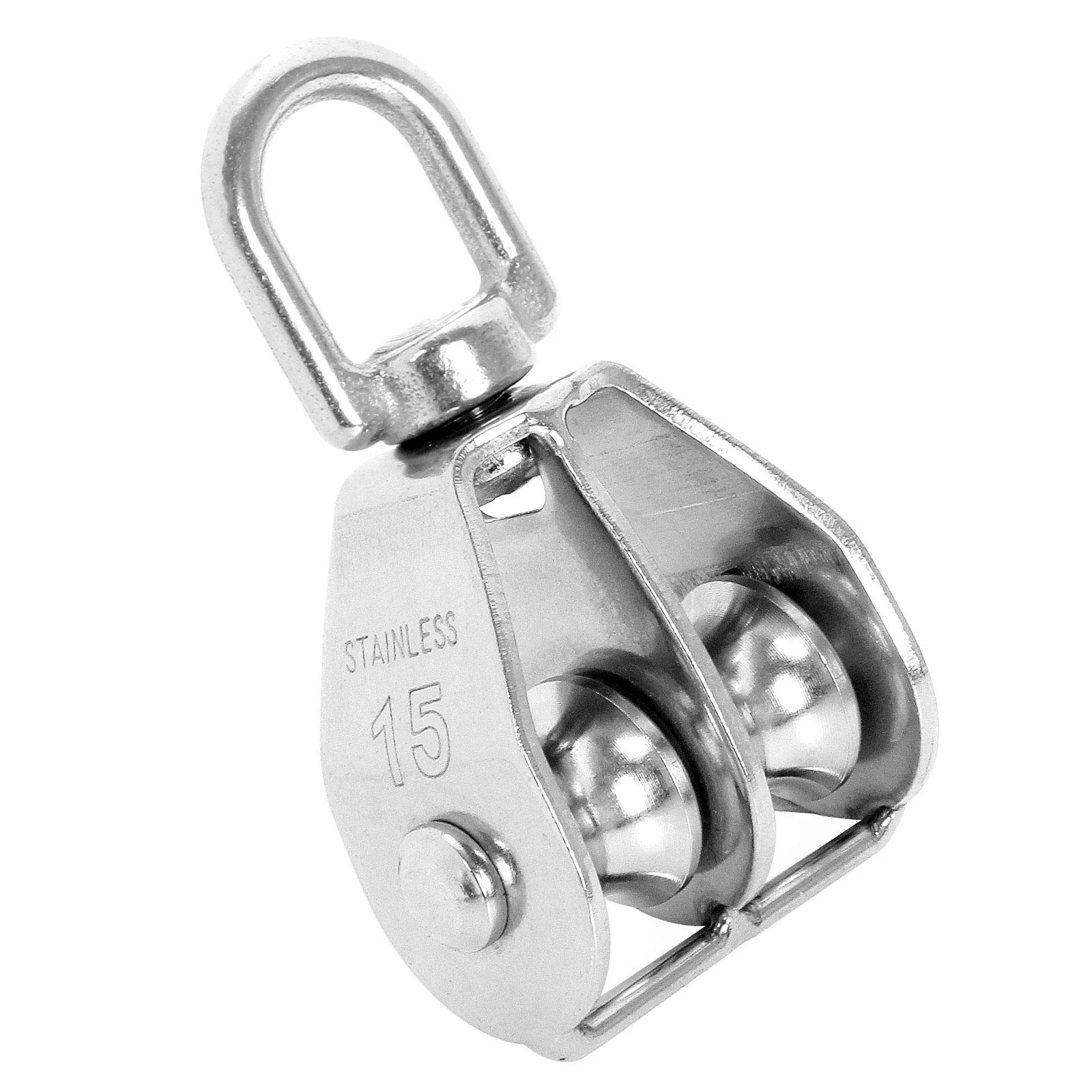 1 Pack M15 Lifting Double Pulley Block Stainless Steel Heavy Duty Crane