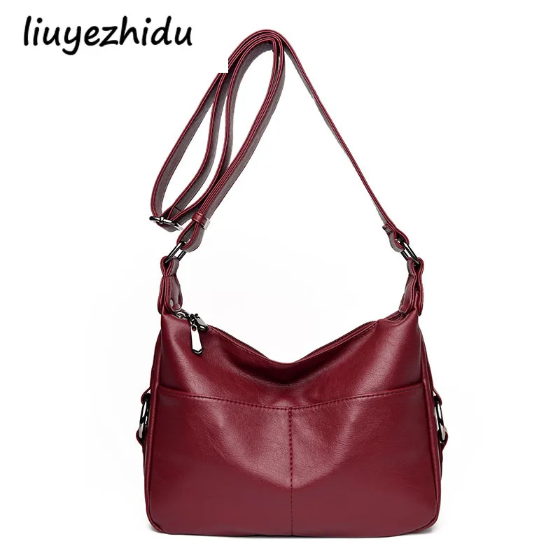 

2019 New women's bag simple leisure middle-aged mother single shoulder oblique span bag soft leather women's oblique span bag