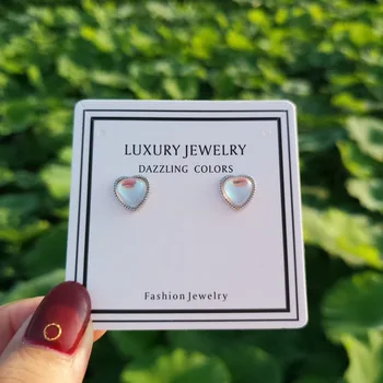 

925 Sterling Silver Stud Earrings Moonstone Heart Earrings For Women Fashion New Girl Jewelry 2020