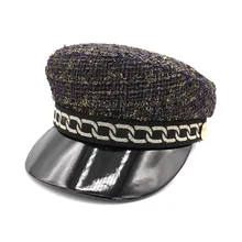 Зимняя Полиэстеровая военная шапка для женщин ПУ с каймой плоскя армейская Кепка слюнявчик шляпа козырек для девочки путешествия береты кепка газетчика