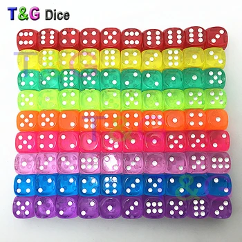 

10PCS Transparent 14mm Gaming Dice Standard Six Sided Decider Die RPG For Parties Toys
