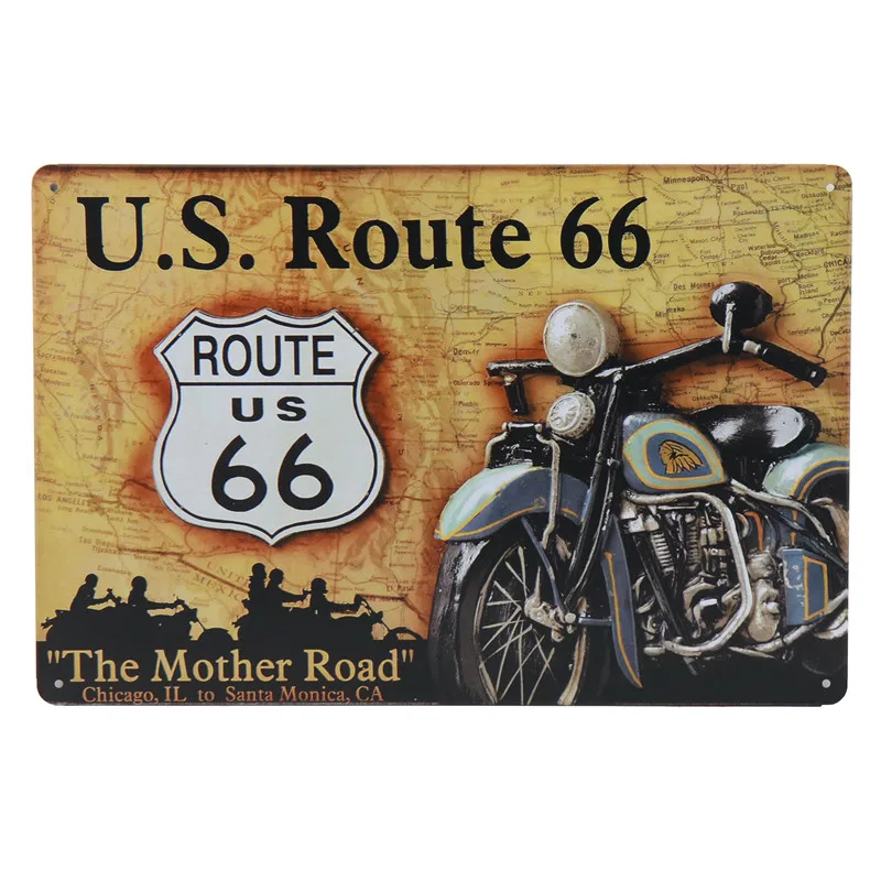 США винтажные металлические жестяные знаки Route 66 наклейки Клубная настенная вывеска для декора автомобиля номерной знак табличка плакат Tintin 8x12 дюймов H18 - Цвет: M