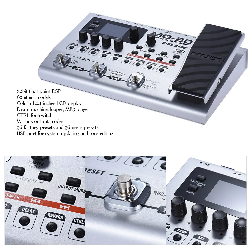 NUX MG-20 Electric Guitar Multi-effects Processor with Drum machine Looper...