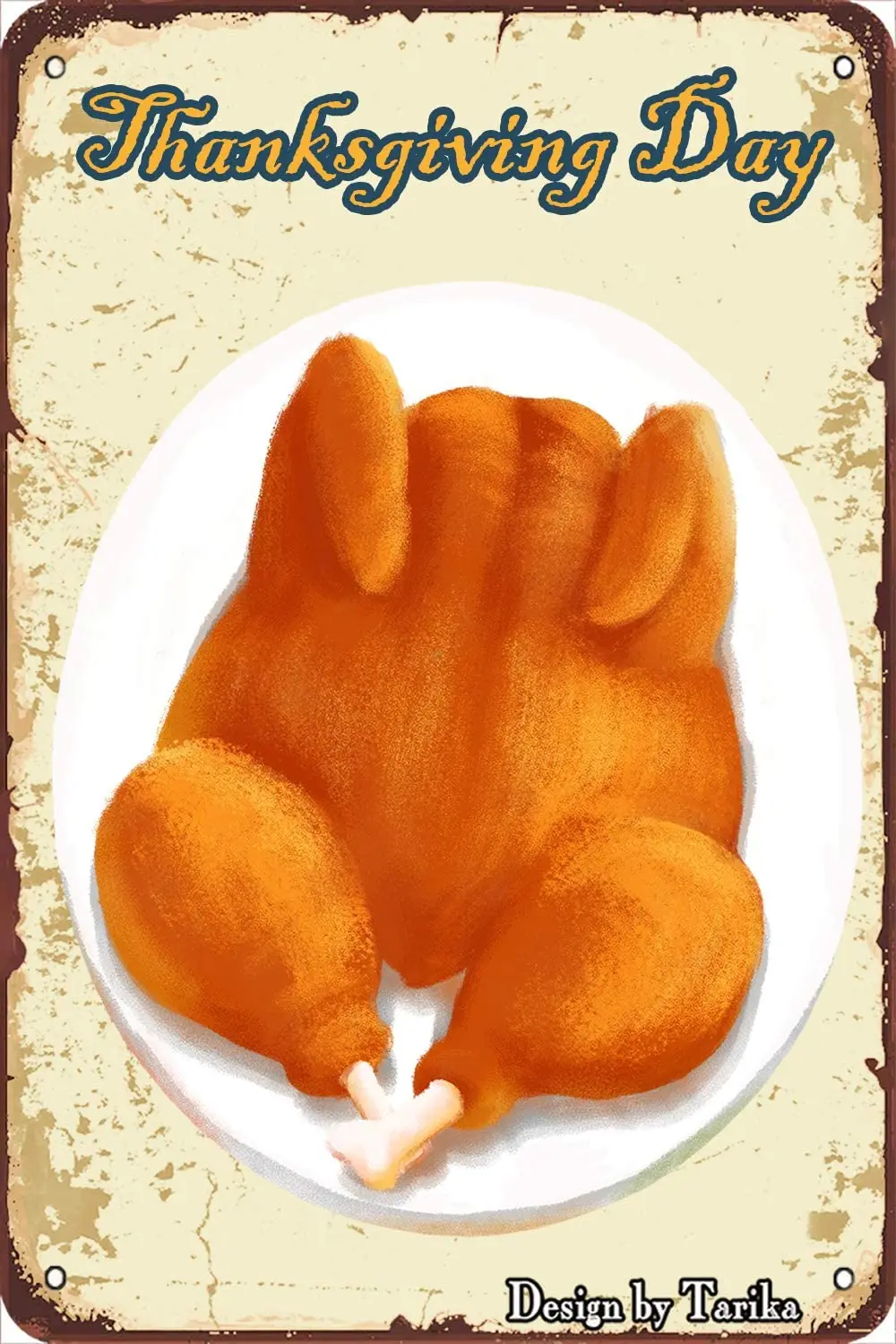 

Happy Thanksgiving Roast Turkey Vintage Look 20X30 cm Metal Decoration Crafts Sign for Home Kitchen Bathroom Farm Garden Garage