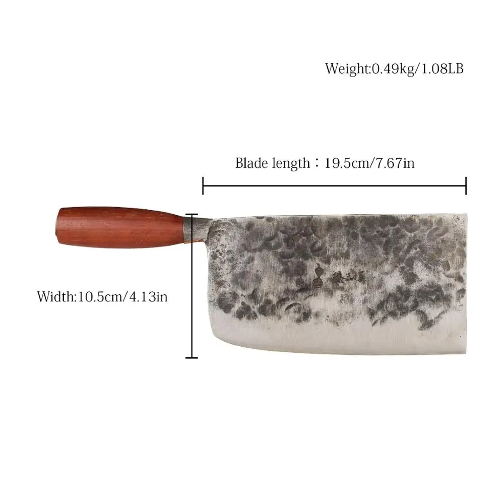 ZhenSanHuan Hand Hammered Forged Chef's Knife Cook's knife Cleaver Full Tang Carbon Steel- All Purpose Knife