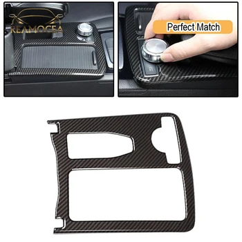 

Reamocea Carbon Fiber Style Central Console Water Cup Holder Frame Panel Cover Trim Fit For Mercedes-Benz C Class W204 2008-2013