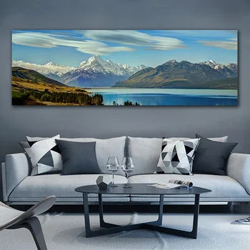 

GOODECOR Landscape wall art printing mountain lake canvas painting for living room HD picture wall decor no frame