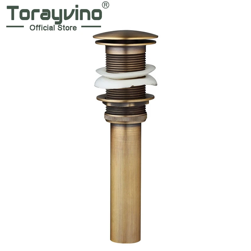 

Drain Bathroom Basin Waste Pop Up Waste Vanity Vessel Sink Drain Without Overflow Antique Brass Style