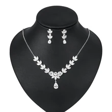 WEIMANJINGDIAN, Новое поступление, брендовый комплект из ожерелья и сережек с кубическим цирконием, свадебный ювелирный комплект из родия и серебра