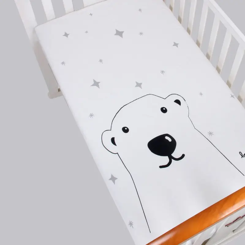 white bear Простыня для детской кровати sabanas para cuna de Baby cute, покрывало для матраса, чистый хлопок, простыня для детской кроватки, размер для 120*60 см - Цвет: white bear