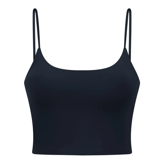 Solid Color Lulu Sport Tank Top Women Fitness Bra Yoga Vest No Rims With Chest Pad Butter Soft Beauty Back Half Sling Gym Clothe Black