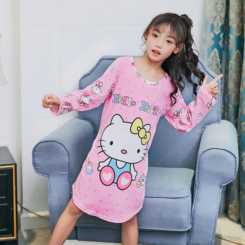 Осенняя ночная рубашка для девочек,% A-482 пижама с длинными рукавами для девочек, детская одежда для сна Детское ночное платье с героями мультфильмов ночная рубашка для подростков, розничная - Цвет: style 19