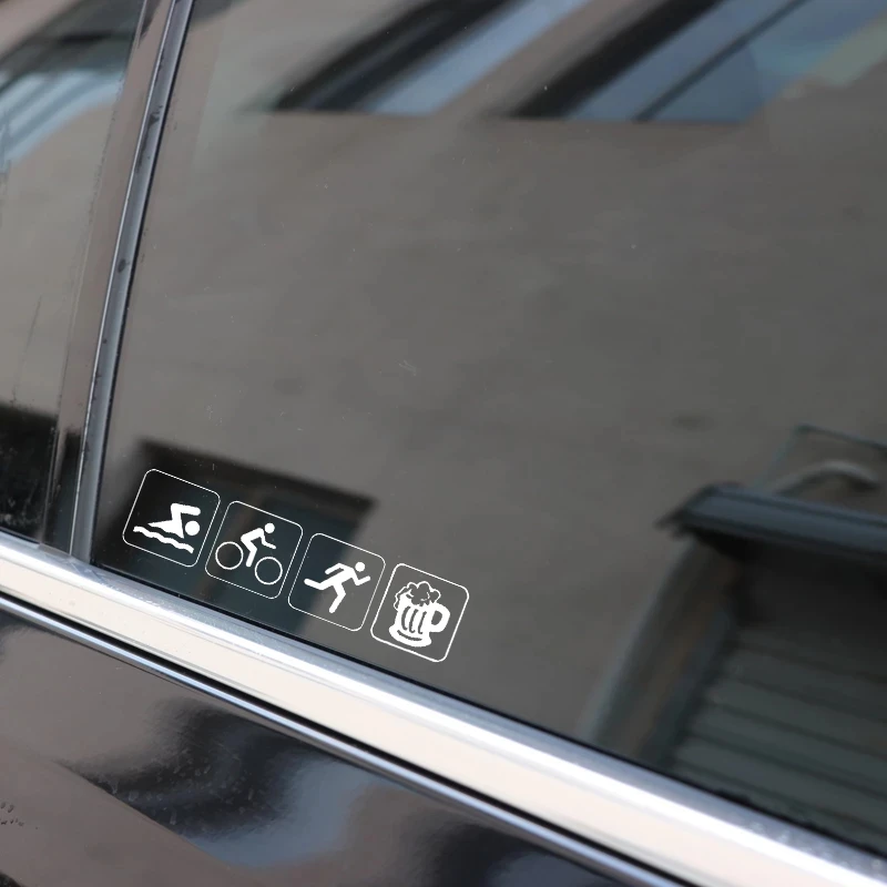 Car Sticker Motorcycle Sticker Fun Bumper Sticker Triathlon Swim Bike Run and Beer - Image 4