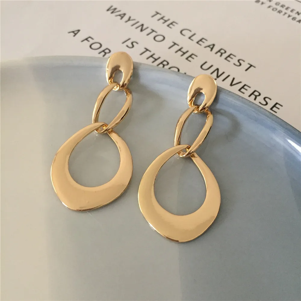 Drop Earrings Gold Color Irregural Shape Linked For Women Party and Fashion Show