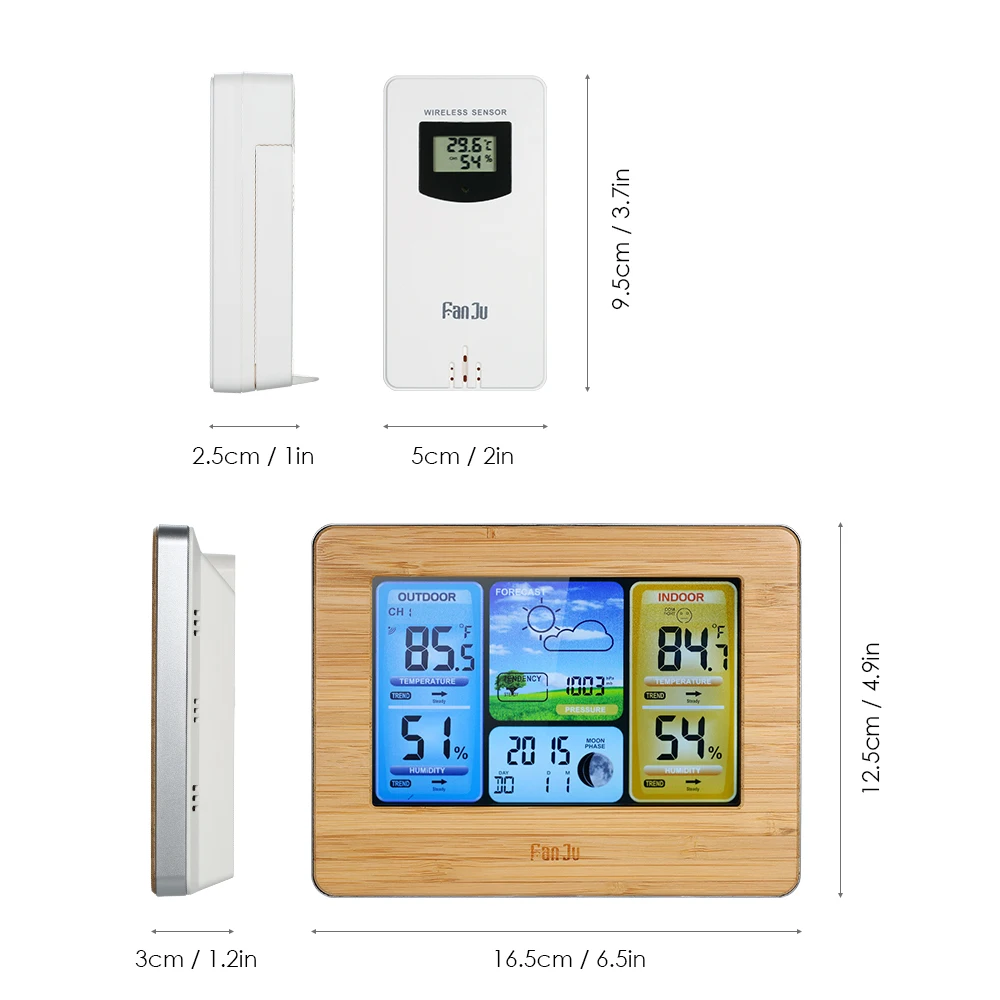 Цифровая метеостанция FanJu беспроводной термометр гигрометр датчик для прогноза