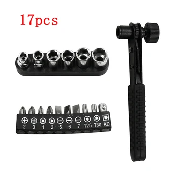 

17PCS 1/4 Ratchet Wrench Set Fast Mini Ratchet Wrench 1/4 Simple Socket Wrench Set For Car Repair Tool Auto Screwdriver Head Rod