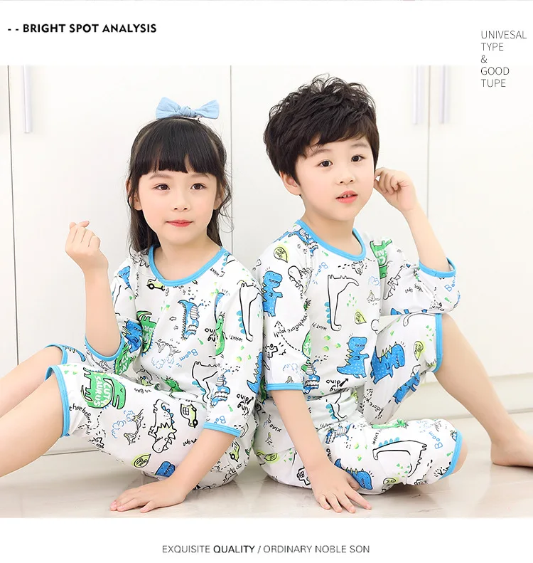 Летний Пижамный комплект для больших мальчиков, рубашка с короткими рукавами из чистого хлопка и шорты пижама из двух предметов удобная детская одежда с воздухопроницаемой подкладкой