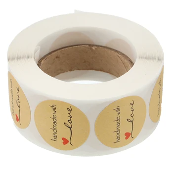 

500pcs/roll 1inch Kraft Branch Handmade With Love Sticker Price Labels Paper Tags Jewelry Packaging Display DIY Decoration Gift