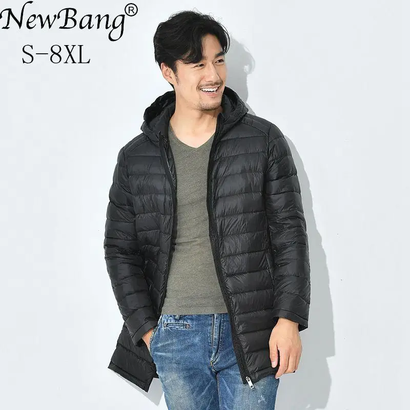 NewBang 7XL 8XL зимняя длинная куртка на утином пуху Мужская парка с перьями