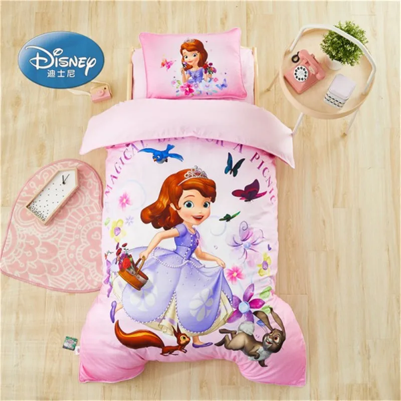 Disney blue frozen elsa Princess Mickey Mouse Bedding Set Baby Crib Bed 3Pcs Duvet Cover Bedsheet for Baby Boys Girls 0.6m Bed