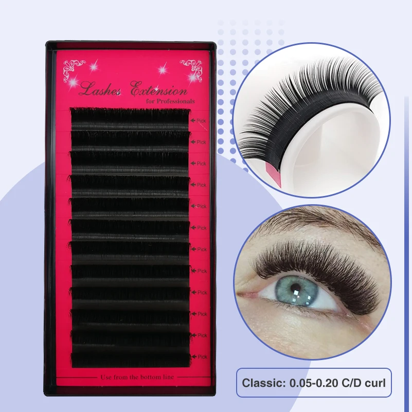 

1tray silk eyelashes Individual 3D Eyelashes Russia volume Lashes All/Mix size B/C/D Curl Fake False Eye lashes False Mink lash