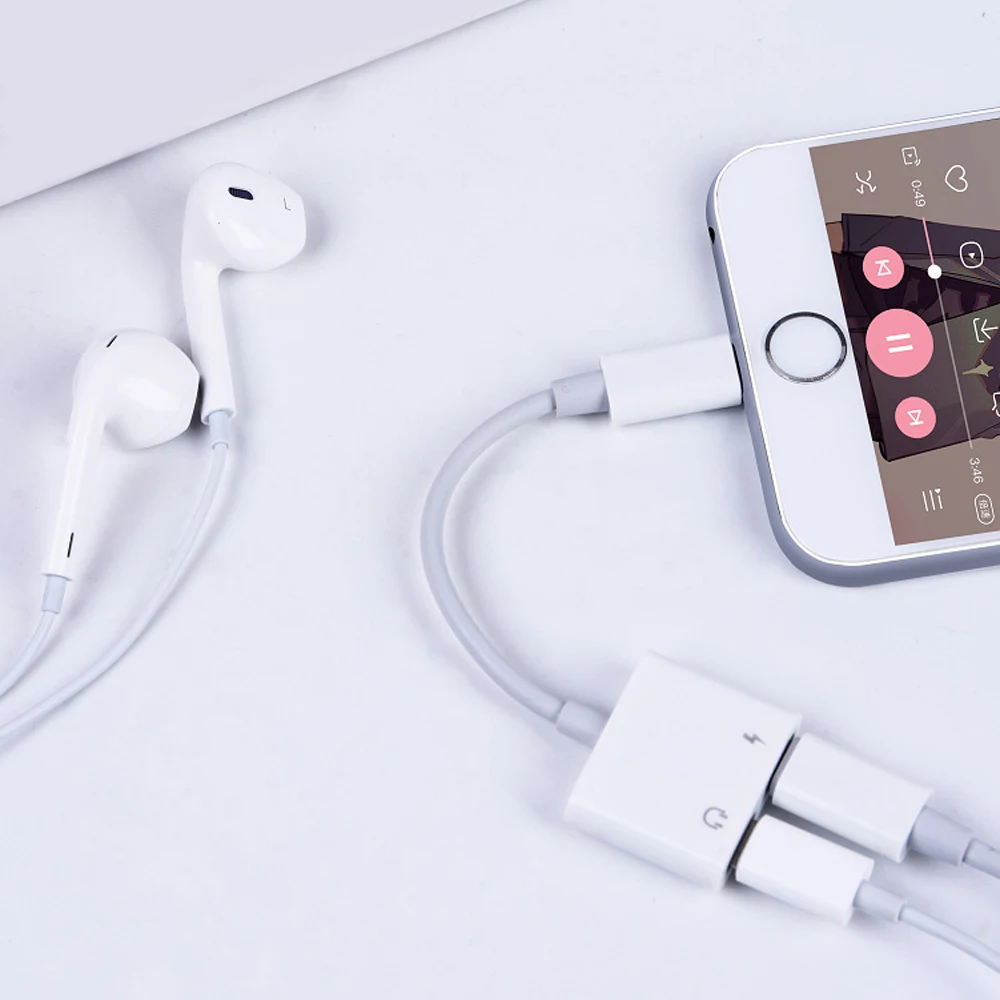 2 в 1 для Lightning адаптер для iPhone 7 зарядный адаптер для iPhone 8 7 Plus 10 X Зарядное устройство сплиттер для наушников адаптер
