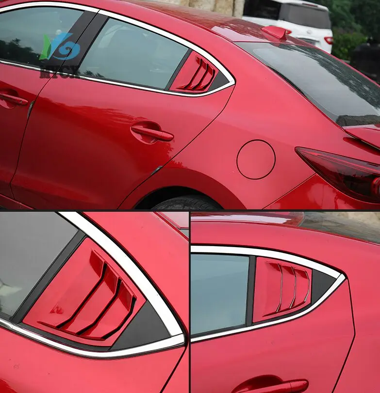 Для Mazda 3 Axela углеродное волокно черный красный ABS заднее стекло четверть жалюзи крышка автомобиля Стайлинг Аксессуары 2 шт - Цвет: B