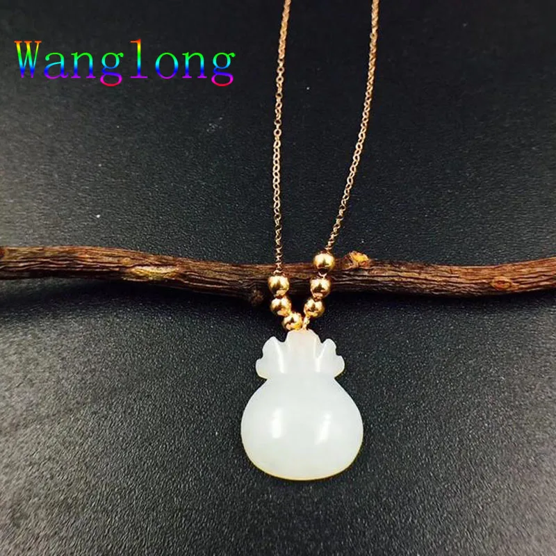 Wanglong, желтое золото, натуральный камень, кулон Эльф на полке 12*14 мм, сумка для денег, элегантный и изысканный для женщин, ювелирные изделия