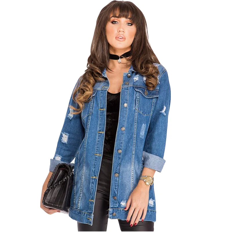 long dark denim jacket