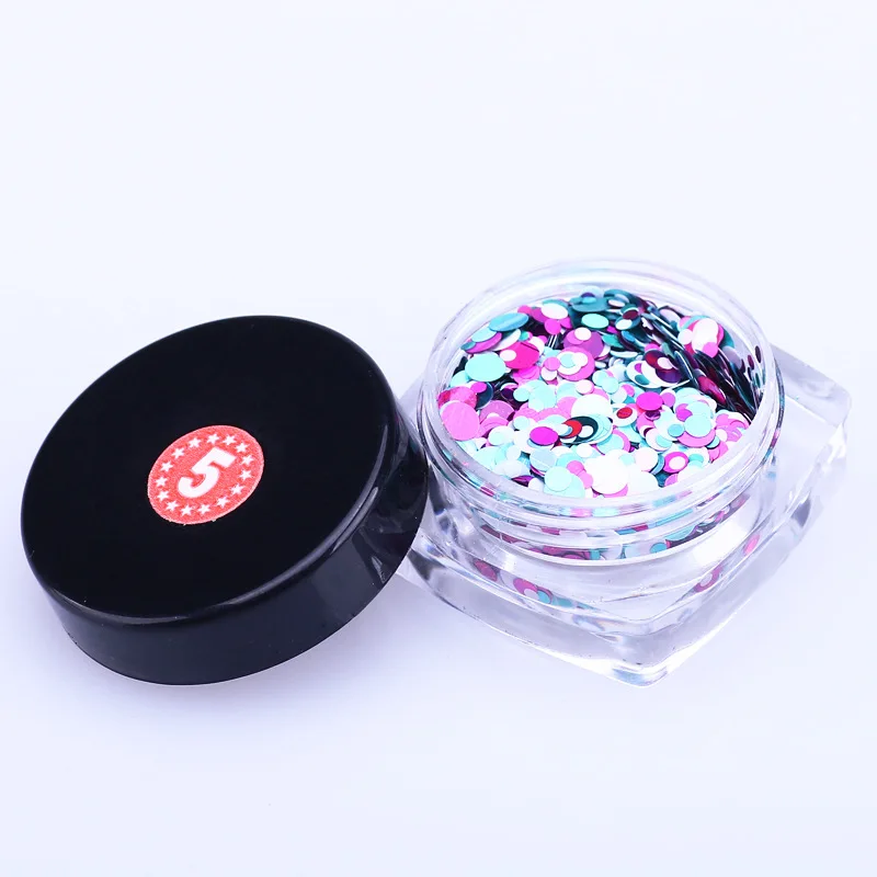 Manicure 12 Color  Flat Dot shape Sequins Paillettes Laser Mixed Round Sequin Metal For Nails Texture Size Mixed Nail Decoration
