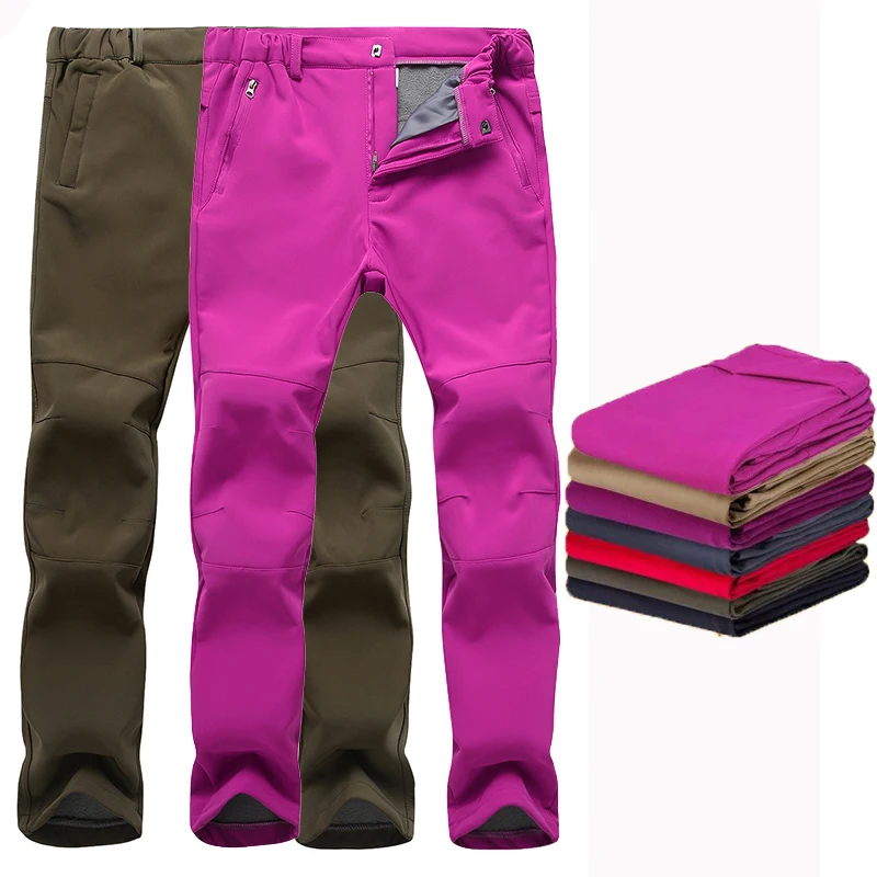 Зимние штаны, зимние утепленные флисовые лыжные штаны для мужчин и женщин, ветрозащитные рыбацкие походные лыжные брюки