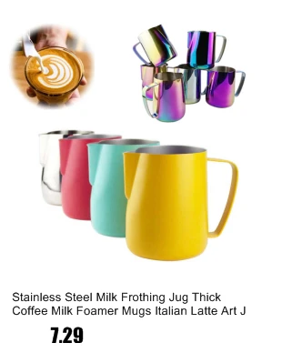 Кофейные чашки из нержавеющей стали, молочный пенообразователь, кувшин для вспенивания латте, художественная чашка, Силиконовая крышка, утолщенные кофейные кружки, итальянский кувшин для латте