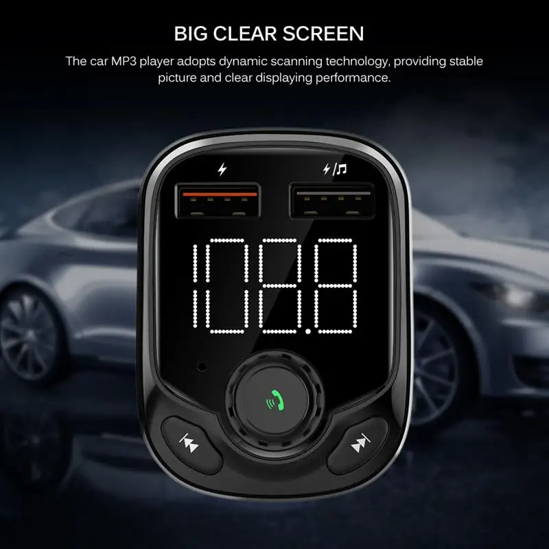 Onever автомобильный FM MP3 плеер с голосовой вещью двойной USB порт QC3.0 быстрое зарядное устройство Поддержка U диск и TF для MP3/FLAC/WAV/WMA C20