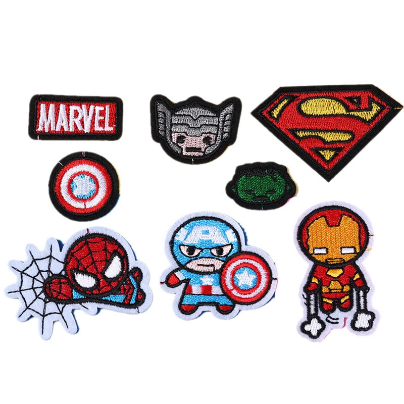 3pcs Marvels Patches Iron Patches Spiderman Captain America Heat Transfer Stickers Clothes Embroidered Applique Anime Patches