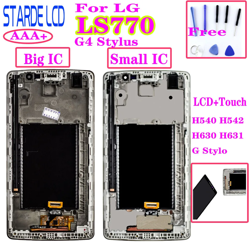 AAA +, LS770 Lcd, LG H635 Lcd G4 스타일러스 디스플레이, H540, H542, H630, H631 G, 스타일로 디스플레이, 터치 스크린 디지타이저 어셈블리 + 프레임