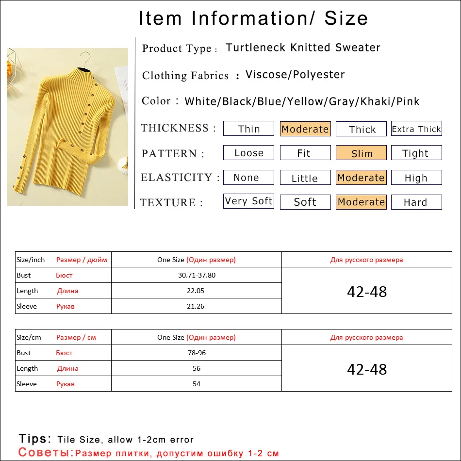 Fashion Turtleneck Sweater Women Long Sleeve Button Decoration Slim Women Pullover Sweater 2019 Autumn Winter Female Jumpers (6)