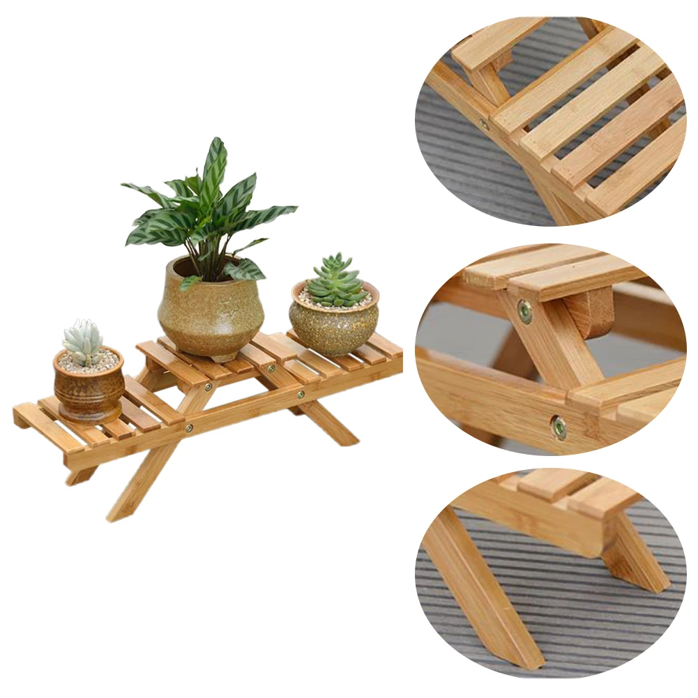 

Garden Bamboo Plant Multilayer Living Room Holder Home Decor Flower Shelf Outdoor Table Pot Rack Planter Display Stand Indoor