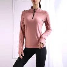 Женский топ для йоги, спортивные рубашки, одноцветные, высокая эластичность, для спортзала, бега, дышащие, с длинным рукавом, футболки, с отверстиями для большого пальца, топы для спортзала, спортивная одежда