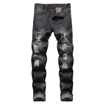 

Nice Pop Fashion Ripped Jeans Men Patchwork Hollow Out Printed Beggar Cropped Pants Man Cowboys Demin Pants Fashion Hip Pop
