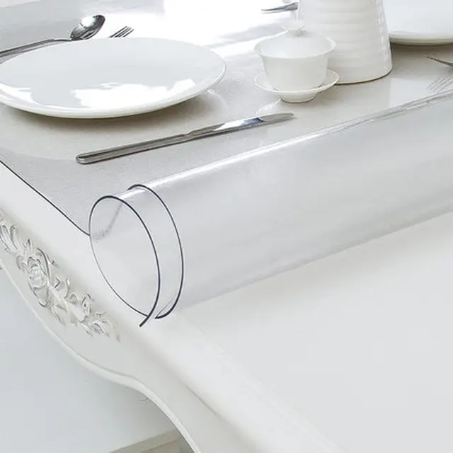 Soft Glass Tablecloth 1mm PVC Transparent Waterproof Rectangular Table Cover Pad