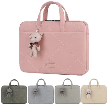 

Cute PU Leather women Laptop Bag Sleeve for Macbook Air Dell Asus 13 14 15.6 inch men Notebook Carrying Case Briefcase Mouse Bag