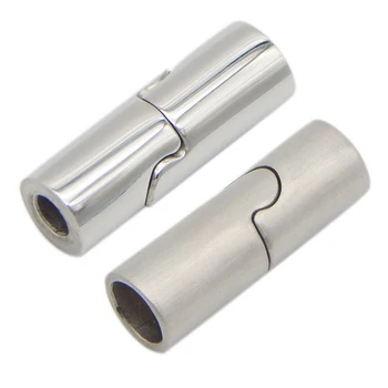 

20pcs/lot engrave logo hole:3/4/5/6/7/8mm Stainless Steel Magnetic Clasps Tube Magnet Buckle Connector for Bracelets DIY Jewel