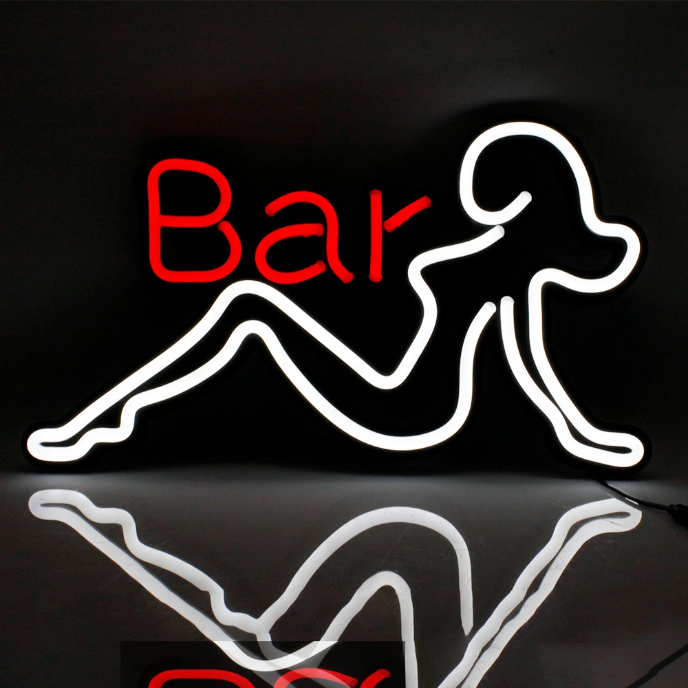 Wholesale BAR Sign Logo Advertising Lights Board Shopping Mall Bright Neon Business Store LED BAR Sign Light With Red W