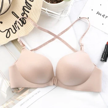 

Elovegirl Backless Bras For Women, Cross Lingerie, Push-up Bra, Front Closure, Cup, Free Size, Adjust Strap, Underwear