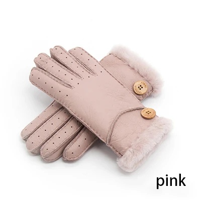 pink Мягкие Зимние перчатки для велоспорта, женские теплые перчатки из натуральной кожи, Зимние перчатки для велоспорта с мехом внутри, Зимние перчатки для девушек ST06500 - Цвет: pink