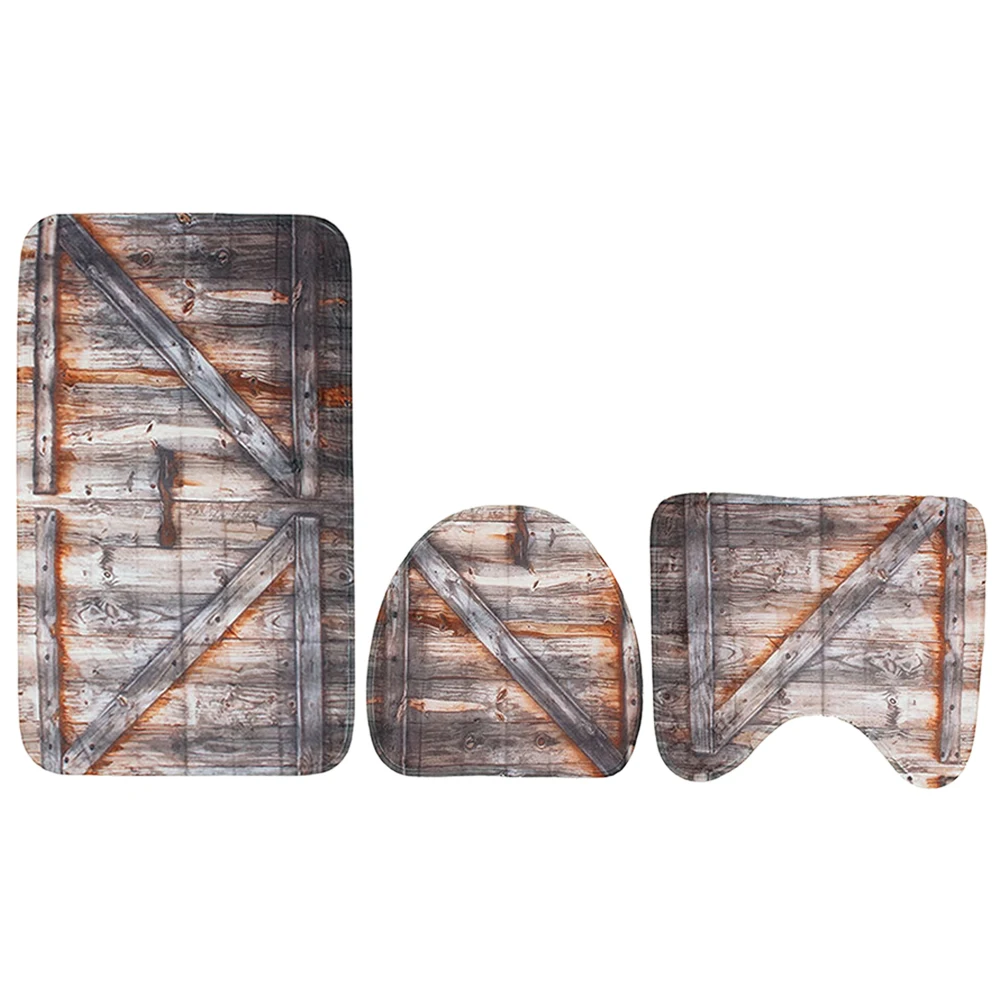 3pcs Bathroom Decor Warm Toilet Lid Cover Set Printed Farmhouse Polyester Non-slip Rug Modern Water Absorbent Bath Mat Washable | Дом и сад