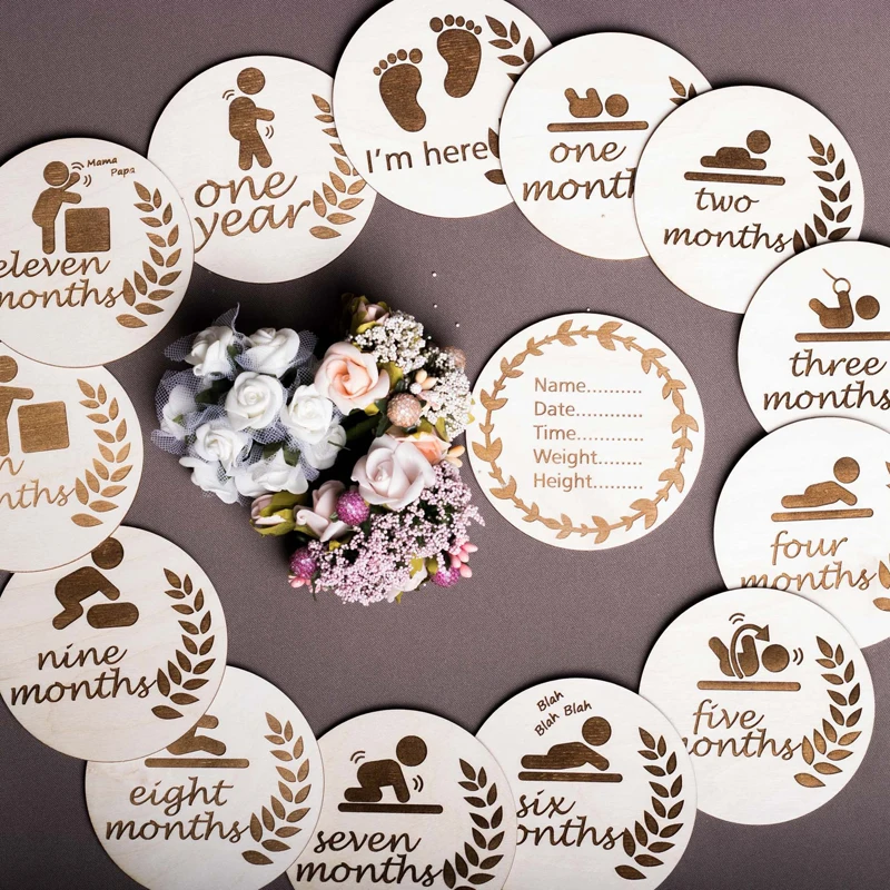Карта веха для малышей карты вехи деревянные lasercut подарок новорожденных