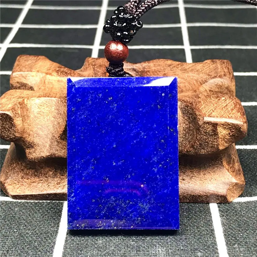 

Natural Blue Lapis lazuli Pendant Necklace Jewelry For Woman Man Crystal 40x29x6mm Rectangle Beads Stone Adjustable Rope AAAAA